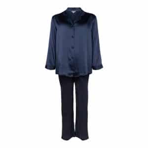 Lady Avenue Pure Silk Basic Pyjamas 25-80112 35, S, Størrelse: S, Farve: Blå, Dame