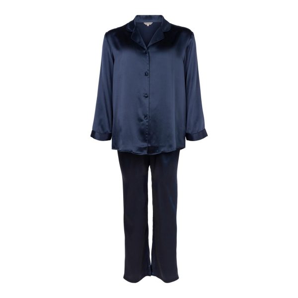 Lady Avenue Pure Silk Basic Pyjamas, Farve: Blå, Størrelse: M, Dame