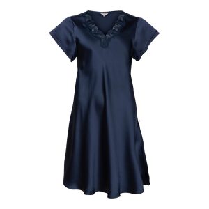 Lady Avenue Pure Silk Nightgown, Farve: Blå, Størrelse: L, Dame