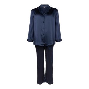 Lady Avenue Pure Silk Basic Pyjamas, Farve: Blå, Størrelse: L, Dame