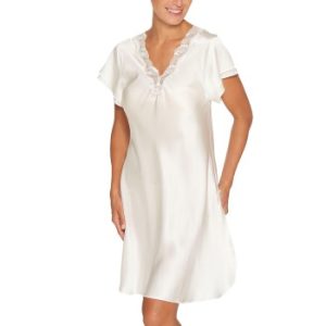 Lady Avenue Pure Silk Nightgown With Lace Benhvid silke XX-Large Dame