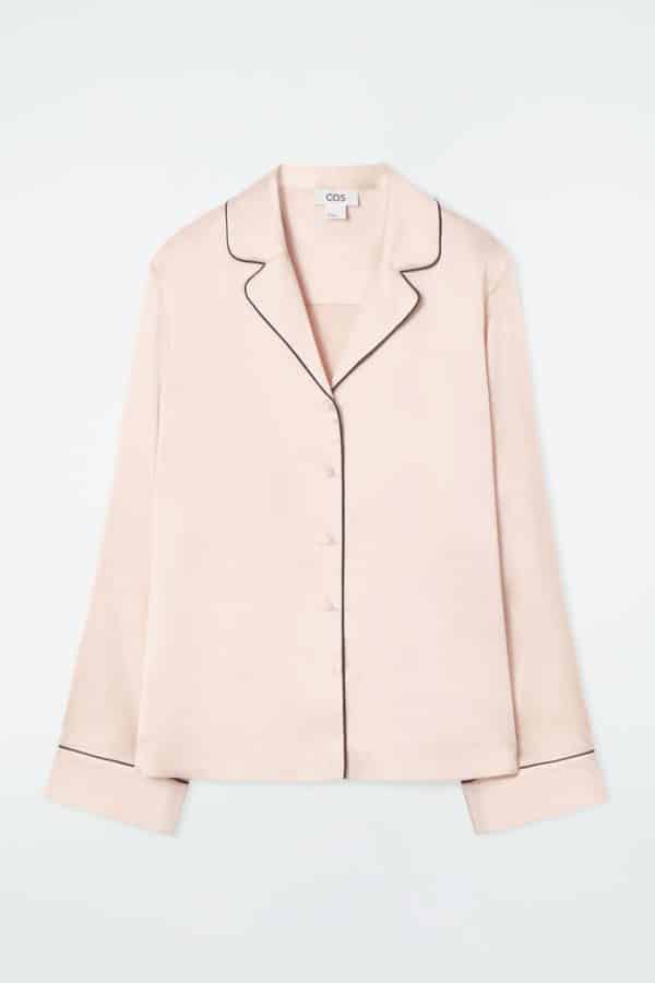 PIPED SILK PYJAMA SHIRT