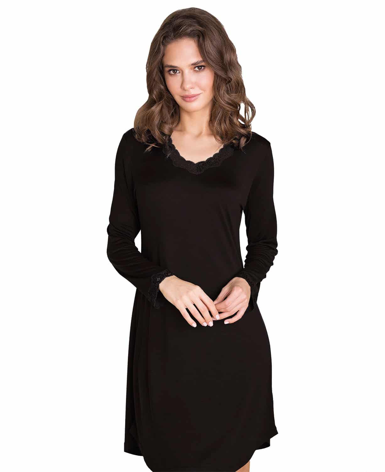 Silk Jersey Nightgown, Long Sleeve